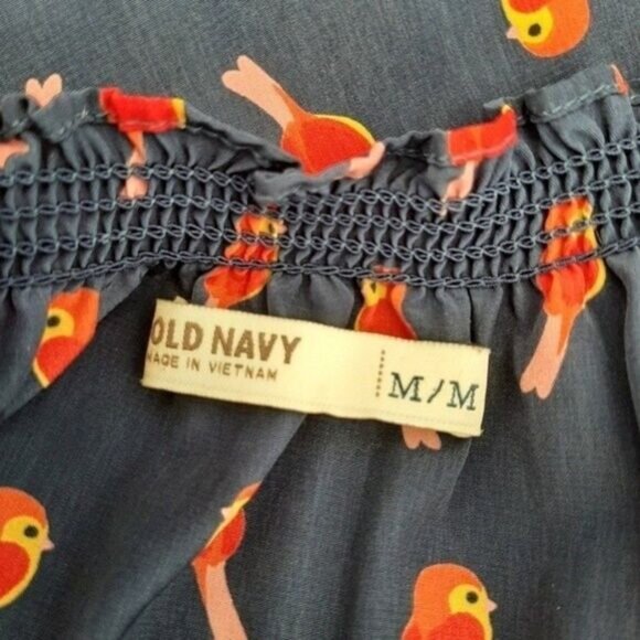 OLD NAVY Bird Print Button Down Blouse Top Sz M - Picture 7 of 8